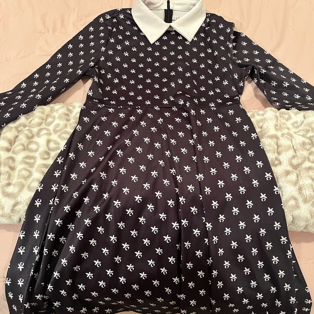 Black and White Wednesday cosplay Dress with Collar